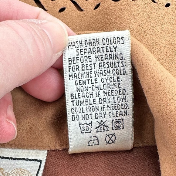 NAPA Valley Women’s Tan Faux Suede Button Down Perforated Jacket Size Large - Picture 11 of 11